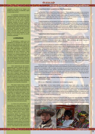 13
Wawqinchikkuna / Nuestros hermanos
YanajacaErnestoJiménez:LosprogramascomoWallpaWaqay,porejemplo
Leo Casas Ballón: Esos son fatales. No es un esfuerzo digamos…. Primero sistemático y con respeto sino por conveniencia
mercantil.Yocreoqueunprogramacomoeseseríabueno.AcuérdatequeWallpaWaqayteníasuprogramaenRadioNacionalantes.Lo
sacaron de Radio Nacional, del Canal 7 mejor dicho, lo sacaron porque cobraba a los mayordomos, las ﬁestas; a los bailarines de los
grupos de danza, cobraba al alcalde del pueblo donde se realizaba la ﬁesta y cobraba a la empresa de cerveza que auspiciaba el
programaysacabaplatade5sitiosporhacerlomismo.Peronoesundechadode,digamosde….
Tú sigues por ejemplo las cosas que presenta. Son la mayor parte, son de las Reinas delArpa, los que hacen una especie de
parodia de las danzas, de las canciones. El tipo de canciones que se cantan. Por ejemplo La Rosita Espinar que es estrella de Canto
Andino ¿Qué cantaba hace tres 4 años cuando recién apareció y que cosa canta ahora? ¿Cómo se presentaba antes? Se ha teñido el
pelo para ser rubia y ya no canta cosas de su tierra, sigue tocando la bandurria pero canta ella misma canciones que son del contexto
urbano de borrachos de traidor de sacolargo y cosas por el estilo. Canta anti-valores. A eso voy cuando incluso a otros programas de
canal de televisión que si miran hacia el interior de nuestro país, transmiten ﬁestas costumbristas y canciones populares, pero la mayor
porejemployoveo…
YanajacaErnestoJiménez:Elprogramadelachicaelcanal7
Leo Casas Ballón: En el canal 7, si presentas un balance de lo que presentan cada sábado y cada domingo. La mamá
presentaenquechua,leshablaenquechuaaloscantantestradicionalesperolamayorpartedelosconjuntosquevienendeHuánucode
Huancavelica de Andahuaylas, de Chalhuanca, cantando sayas tuntunas con zampoña, con charango tipo boliviano. Cosas que no
tienennadaqueverconlamúsicatradicionaldesutierra.¿Quéestamoshaciendo?
Promover cosas con la justiﬁcación de modernizar el folklore probar cosas que no son de nuestra identidad sino que tienen
vergüenzadecantarlascosastradicionales.Yocreoquelosmismos InstitutosPedagógicosqueestánubicados,casiencadacapitalde
provinciahayunInstitutoPedagógico.Ahítendríaquehaberunesfuerzomássistemático,detodasmanerasconapoyodelMinisteriode
Educación. Que haga concursos de música, de canto de danzas. ¿Por qué el Ministerio de Educación? Porque en la época que yo
trabajaba durante 10 años que he trabajado, se han hecho 6 Concursos nacionales de danzas folklóricas de secundaria. Que al Estado
no le ha costado ni un centavo. Eso lo puedo decir yo con conocimiento de causa porque yo era miembro del jurado y asesor de la
comisión organizadora.Yque los alumnos del colegio de la punta del cero de Urcos por ejemplo que danzaban se fueron con una combi
nueva y 20 computadoras donadas por empresas privadas. El transporte el alojamiento y la alimentación se lo daban hoteles y
restaurantes privados que los auspiciaban. En Ayacucho este año en noviembre se realiza el 18º año consecutivo un festival de la
canción ayacuchana para cantar desde niños de nivel inicial, primario, secundario y superior no-universitaria es decir pedagógico y
tecnológico. Huayno, carnaval y Yaraví. Cuántas de esas, por lo menos de los ﬁnalistas Video debería estar circulando
sistemáticamentegrabadodifundidoenDVDlamúsicayelcanto.NosoloenAyacuchosinoentodoelpaís.
Así por el estilo hay en Carabaya. Es una de las 11 provincias de Puno que está en la puna más alta donde solamente hay
camélidos solo alpacas y llamas.Tú puedes entrar a Internet conjunto estudiantina y grupos de danzas de primaria y de secundaria, una
alianza entre la municipalidad, la UGEL, los colegios y las escuelas con ayuda de la empresa privada, tienes un conjunto que tiene
guitarras, mandolinas, acordeones nuevos; vestuario e indumentaria para los músicos y para las chicas y los chicos que danzan.
¡Maravilla!. De primaria tocando y no solo las cosas tradicionales, al estilo tradicional, componiendo los mismos niños y los mismos
profesores. Eso por ejemplo difundirlo por internet pero difundirlo en CD en DVDs como material didáctico, no necesita ningún discurso.
Bastaconelejemploqueesosepuedehacerasíyhacemaravillas.
Yanajaca Ernesto Jimenez: Runasimipi rimaykuy llapan wawqi paninchikunapaq. Un mensaje que deses dejar para
todosnuestroshermnosyhermanas.
(El mensaje en Quechua, y su traduccion, van en la siguiente pagina)
Leo Casas Ballón: Hermanos: Nuestra identidad; recuperar nuestra lengua, nuestra cultura, el saber de nuestros
antepasados, resuelve muchos problemas de producción de alimentación de salud, pero fundamentalmente, la belleza, el arte, la
cutltura,larelaciónconlosdemassereshumanos,conpadreshijoshermanos,hombresymujeres;larelaciónconlapachamama,conla
naturaleza; tienen actualmente no solo gente que nos admira sino que estudian todos ese conocimiento, esa sabiduria de nuestros
antepasados, para aplicarlo a su realidad y salvar al planeta por ejemplo del calentamiento global, de todos los problemas que tiene
actualmente como el hambre, la salud, e incluso la convivencia humana. Para todo eso, nuestra cultura andina, nuestras culturas
ancestrales,nuestroidioma,handadosolucionesalahumanidad.
Entonces ese es nuestro capital, no tenemos que parecernos a nadie. Con eso es que vamos a ser mejor conmsiderados
cuandovamosfueradelpais,aEstadosUnidos,aInglaterraaAlemania,acualquierpartedelmundo;porquenosotrossomosconocidos
como una cultura, un pueblo, una civilizacion, que ha resuleto grandes problemas que actualmente aquejan a la humanidad, como el
hambre, el problema de las enfermedades, el problema de la ecología, el calentamiento global y la destrucción del planeta, incluso el
problemadelaconvivenciahumanaylapaz.
contactados” que todavía no se “integran a los
beneﬁcios de la civilización y la modernidad, y siguen
enestadosalvajeoprimario”.
La característica fundamental del sistema
matricial es su integralidad e interrelacionalidad, propio
del cerebro femenino –como ha sido comprobado
cientíﬁcamente. Como así mismo el cerebro
masculino, que es de tipo divisorio, separatista,
estratiﬁcado, cuantitativo, de ahí que su modelo de
sistema social, productivo, económico, religioso siga
estosmismosdiseños.Sistemapatriarcalquesehaido
perfeccionando para extirpar toda forma comunitaria,
asociativa, solidaria, respetuosa; e implantar un molde
individualista, egocéntrico, egoísta, parasitario.
Sistema totalmente piramidal, de ordenamiento
vertical, en que todo queda centralizado en un solo
personaje, el cual acumula todos los poderes,
condicionesycapacidades.
LA MONARQUIA
El patriarcalismo a medida que se fue
consolidando fue absorbiendo todo dentro de él.
Incluso los dioses masculinos que al principio eran
varios fueron desapareciendo hasta quedar uno solo,
dando origen al monoteísmo. Y concomitantemente
todo lo demás, cada expresión de la vida debía ser:
uno, único, uniforme, universo, y demás monismos
omnipotentes que fueron apareciendo y siguen
apareciendo en nuestros unitarios días. Del
monoteísmo vino la monarquía paralelamente, donde
los patriarcas pasaron a denominarse monarcas o
reyes, bajo el argumento de que tenían virtudes (virtud
viene de viril) celestiales y eran enviados del único
Dios. Los patriarcas ya no eran los padres de un pueblo
sino de imperios, de inmensos territorios, de millones
deesclavos,ysumajestaderainamovibleeirrefutable.
Como consecuencia de este monismo,
posteriormente vendría un torbellino de monismos a
diferentes niveles y situaciones. Por ejemplo la
instauración de la monogamia, en ciertos lugares, ya
que en otros monoteísmos como el islámico hasta
ahora existe la poligamia. Aunque sobrevive en
algunosgruposjudíosycristianos,comolosmormones
y la iglesia de Jesucristo de los últimos días. Incluso
ésta fue una táctica de los patriarcas para tener más
control y en subyugación a la mujer, procediendo a
estimularalosvaronesparaquetenganmásesposasy
asíestablecerunacontrapartidaconlapoliandria.
Pero luego el imperio romano lo prohibió,
pues de acuerdos a sus costumbres debían tener una
sola esposa pero tolerando el concubinato y la
prostitución (algo que subiste soterradamente hasta el
díadehoy).Antes–almenos-eraabiertoyclaro,hoyes
a escondidas y con engaños para la esposa. Y así en
muchas cosas se maniﬁesta la misma hipocresía
patriarcal, moralista y prejuiciosa, en la que todo es
negocio: prostitución, sex-shop, modelaje. Todos ellos
inventos masculinos, cuando convirtieron a la mujer en
objeto sexual de placer y de reproducción. Hecho que
nohacambiadomayormentehastalaactualidad.
La historia del patriarcalismo y del
monarquismo es la historia de la ampliación y
perfeccionamiento del monismo o de lo monódico, a
travésdelmonopolio,delmonocultivo,delomonocular,
y de todos los monismos que podamos imaginar.
Diferente al paradigma matricial que era multiverso,
multipolar, pluricultural, interpersonal,
transconciencial, tetrádico. El pensamiento monista
hábilmente se ha ido ramiﬁcando, en algunos casos
frente a los cambios sociales, adoptando ciertos
nombres pero guardando el concepto primigenio.
Presentándose con una careta anti-monista pero
detrás de ella su verdadera presencia. Hoy se presenta
multicolorperocuandosequitaeldisfrazesmonocolor,
especialmente cuando está en juego su supervivencia
como tal. Y todos sabemos que ese monocolor es lo
Rimanakuyninchik / Nuestras conversaciones
Foto:CortesíadeGoogle
 