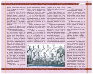 libertad, era accionista de la Royal
Africa Company, que compraba y
vendía esclavos.
Mientras nacía el siglo
dieciocho, el primero de los
borbones, Felipe V, estrenó su
trono firmando un contrato con su
primo, el rey de Francia, para que la
Compagnie de Guinée vendiera
negros en América. Cada monarca
llevaba un 25 por ciento de las
ganancias.
Nombres de algunos navíos
negreros: Voltaire, Rousseau, Jesús,
Esperanza, Igualdad, Amistad.
Dos de los Padres Fundadores
de los Estados Unidos se
desvanecieron en la niebla de la
historia oficial. Nadie recuerda a
Robert Carter ni a Gouverner
Morris. La amnesia recompensó
sus actos. Carter fue el único
prócer de la independencia que
liberó a sus esclavos. Morris,
redactor de la Constitución, se
opuso a la cláusula que estableció
que un esclavo equivalía a las tres
quintas partes de una persona.
“El nacimiento de una nación”,
la primera superproducción de
Hollywood, se estrenó en 1915, en
la Casa Blanca. El presidente,
Woodrow Wilson, la aplaudió de
pie. El era el autor de los textos de
la película, un himno racista de
alabanza al Ku Klux Klan….
Algunas fechas:
Desde el año 1234, y durante
los siete siglos siguientes, la Iglesia
Católica prohibió que las mujeres
cantaran en los templos. Eran
impuras sus voces, por aquel
asunto de Eva y el pecado original.
En el año 1783, el rey de España
decretó que no eran deshonrosos
los trabajos manuales, los llamados
“oficios viles”, que hasta entonces
implicaban la pérdida de la
hidalguía.
Hasta el año 1986, fue legal el
castigo de los niños en las escuelas
de Inglaterra, con correas, varas y
cachiporras….
En nombre de la libertad, la
igualdad y la fraternidad, la
Revolución Francesa proclamó en
1793 la Declaración de los
Derechos del Hombre y del
Ciudadano. Entonces, la militante
revolucionaria Olympia de Gouges
propuso la Declaración de los
Derechos de la Mujer y de la
Ciudadana. La guillotina le cortó la
cabeza.
Medio siglo después, otro
gobierno revolucionario, durante la
Primera Comuna de París,
proclamó el sufragio universal. Al
mismo tiempo, negó el derecho de
voto a las mujeres, por unanimidad
menos uno: 899 votos en contra,
uno a favor….
La emperatriz cristiana Teodora
nunca dijo ser revolucionaria, ni
cosa por el estilo. Pero hace mil
quinientos años el imperio
bizantino fue, gracias a ella, el
primer lugar del mundo donde el
aborto y el divorcio fueron
derechos de las mujeres….
El general Ulises Grant,
vencedor en la guerra del norte
industrial contra el sur esclavista,
fue luego presidente de los Estados
Unidos.
En 1875, respondiendo a las
presiones británicas, contestó:
–Dentro de doscientos años,
cuando hayamos obtenido del
proteccionismo todo lo que nos
puede ofrecer, también nosotros
adoptaremos la libertad de
comercio.
Así pues, en el año 2075, la
nación más proteccionista del
mundo adoptará la libertad de
comercio….
Lootie, “Botincito”, fue el
primer perro pequinés que llegó a
Europa.
Viajó a Londres en 1860. Los
ingleses lo bautizaron así porque
era parte del botín arrancado a
China, al cabo de las dos largas
guerras del opio.
V i c t o r i a , l a r e i n a
narcotraficante, había impuesto el
opio a cañonazos. China fue
convertida en una nación de
drogadictos, en nombre de la
libertad, la libertad de comercio.
En nombre de la libertad, la
libertad de comercio, Paraguay fue
aniquilado en 1870. Al cabo de una
guerra de cinco años, este país, el
único país de las Américas que no
debía un centavo a nadie, inauguró
su deuda externa. A sus ruinas
humeantes llegó, desde Londres, el
primer préstamo. Fue destinado a
pagar una enorme indemnización a
Brasil, Argentina y Uruguay. El país
asesinado pagó a los países
Foto:CortesiadeGoogle
"Seleccion Peruana que derroto 4-2 a la Austria de Hitler en las Olimpiadas de 1936""Seleccion Peruana que derroto 4-2 a la Austria de Hitler en las Olimpiadas de 1936"
Personas
 