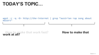 wget -r -q -O- http://the-internet | grep "austrian rap song about
mozart"
How to make that work fast? How to make that
work at all?
QAware 14
TODAY‘S TOPIC…
 