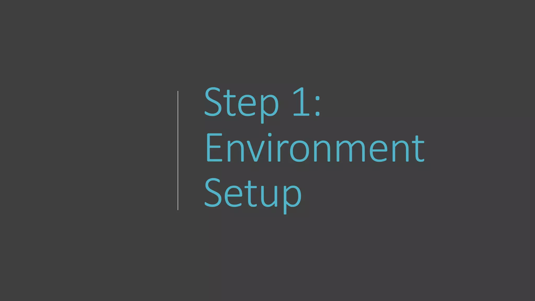 Step 1:
Environment
Setup
 