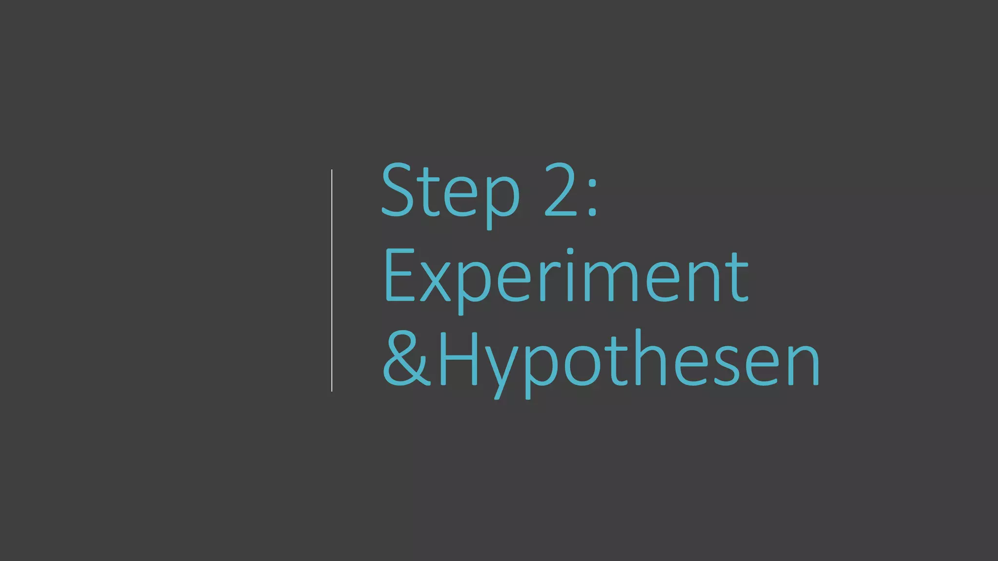 Step 2:
Experiment
&Hypothesen
 