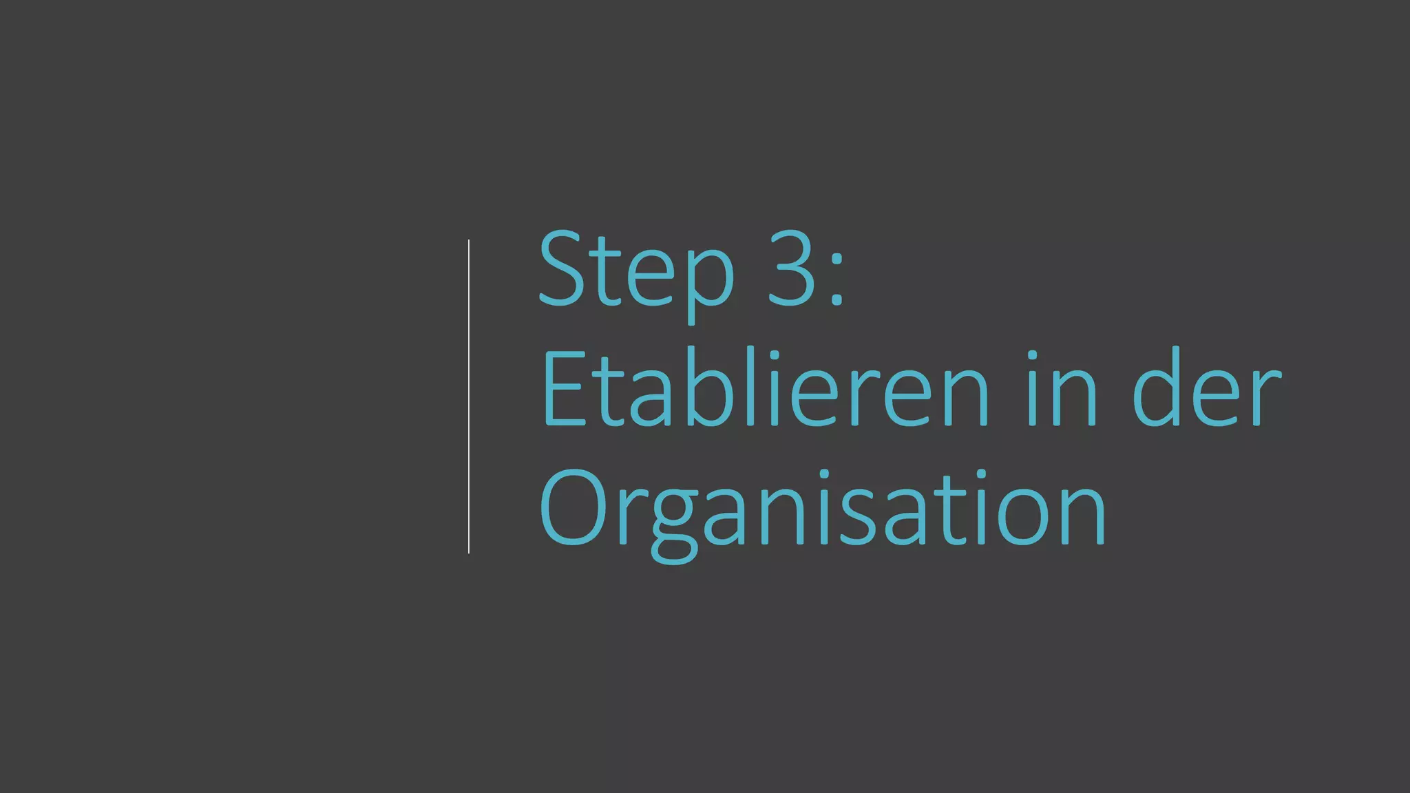 Step 3:
Etablieren in der
Organisation
 