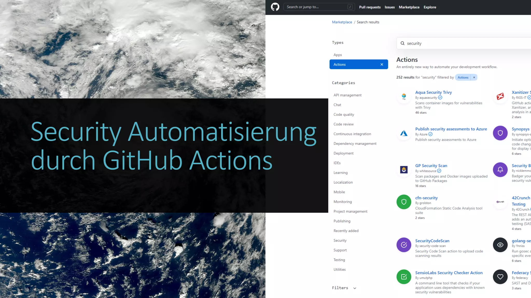 Security Automatisierung
durch GitHub Actions
 