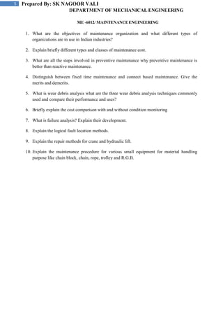 maintenance engineering | PDF
