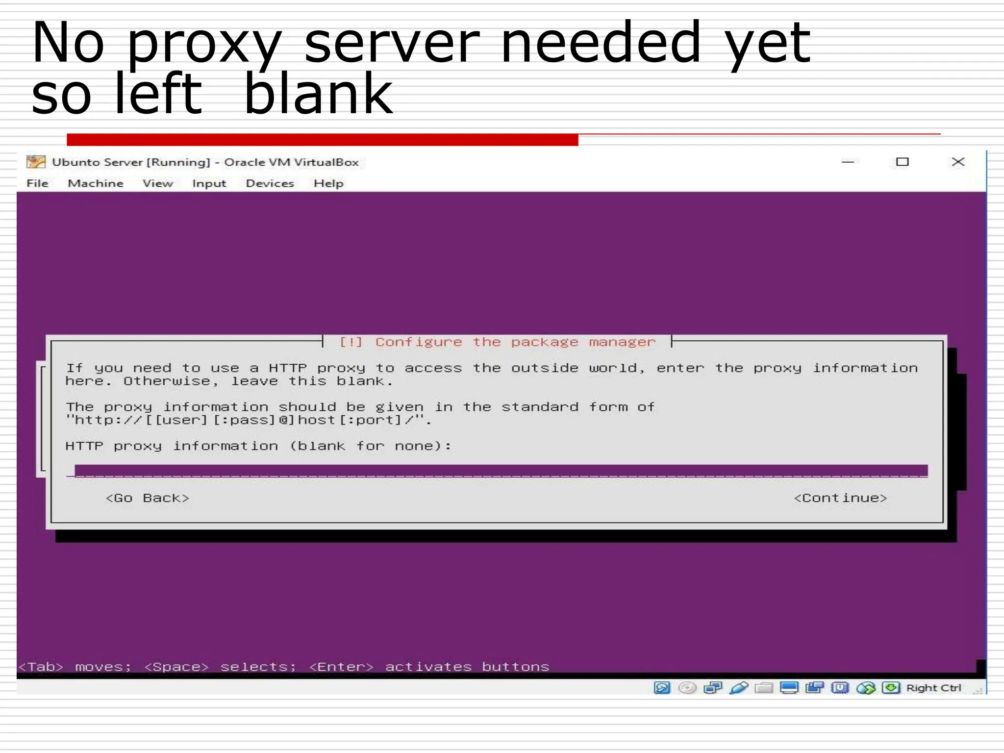 No proxy server needed yet
so left blank
 