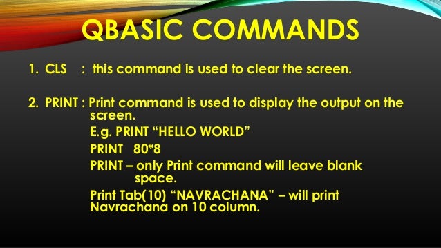 Fundamentals Of Qbasic: Commands And Statements – AAWSBO