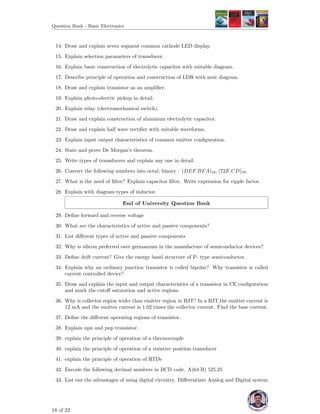 Question Bank Basic Electronics | PDF