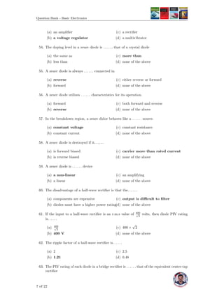 Question Bank Basic Electronics | PDF
