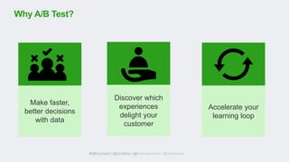 Why A/B Test?
#QBConnect | @IntuitDev | @brianwgardner | @iizrailevsky
Discover which
experiences
delight your
customer
Accelerate your
learning loop
Make faster,
better decisions
with data
 