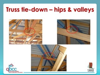 Truss tie-down – hips & valleys
 