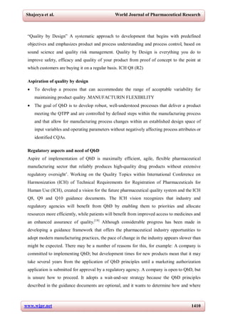 Quality by Design - Novelty in pharmaceuticals | PDF