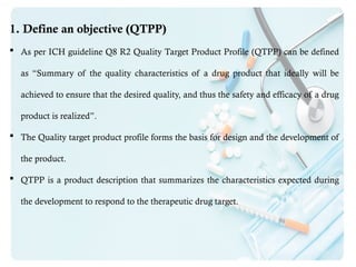 Quality by Design, Objective & benefits of QbD, Elements of QbD, Design ...