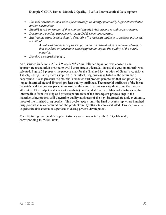 QbD IR Tablets FDA Example PDF