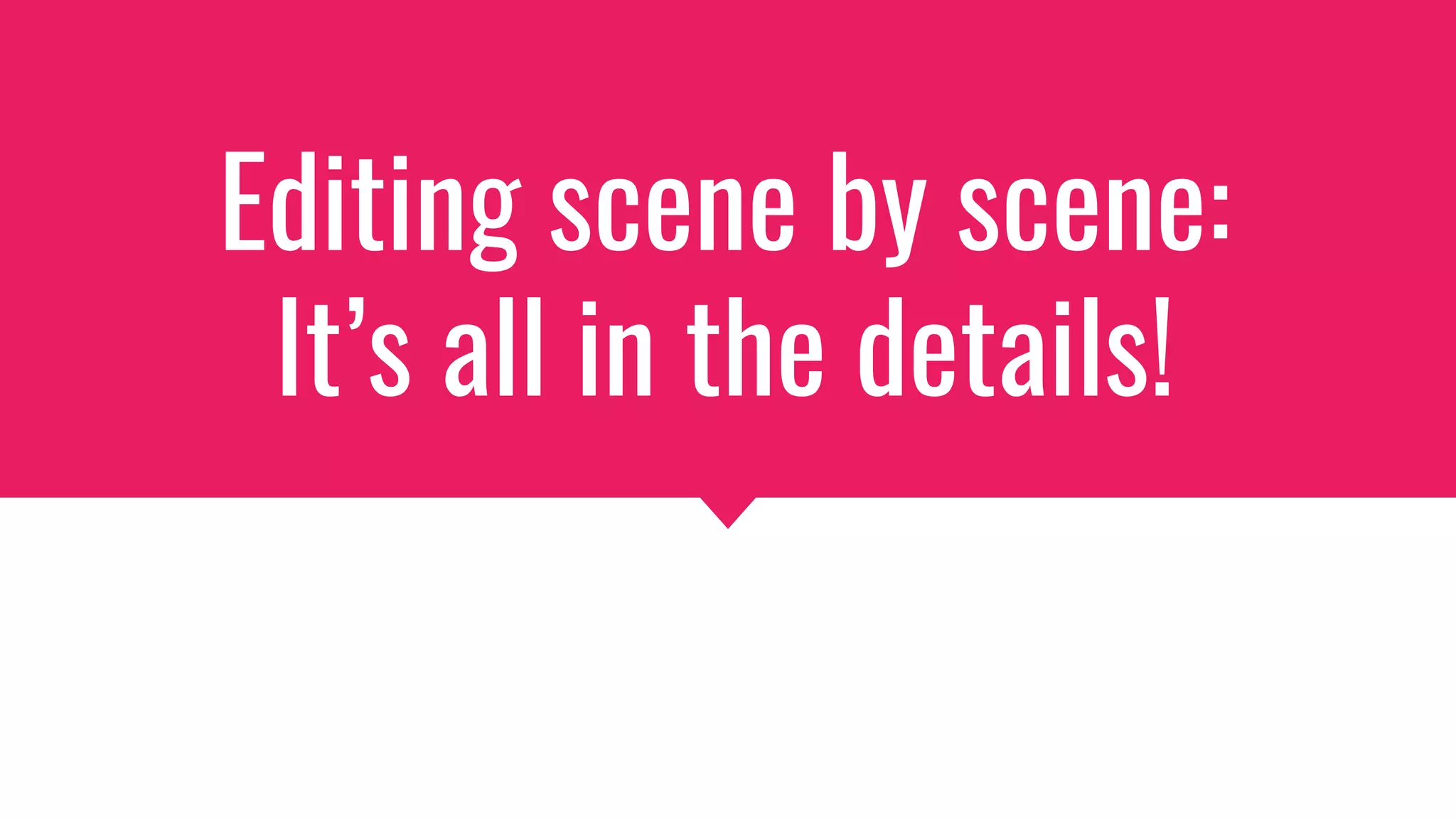 Editing scene by scene:
It’s all in the details!
 