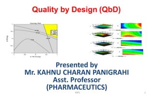 Presented by
Mr. KAHNU CHARAN PANIGRAHI
Asst. Professor
(PHARMACEUTICS)
Quality by Design (QbD)
RIPS 1
 