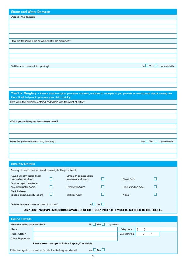 QBE Glass Claim Form