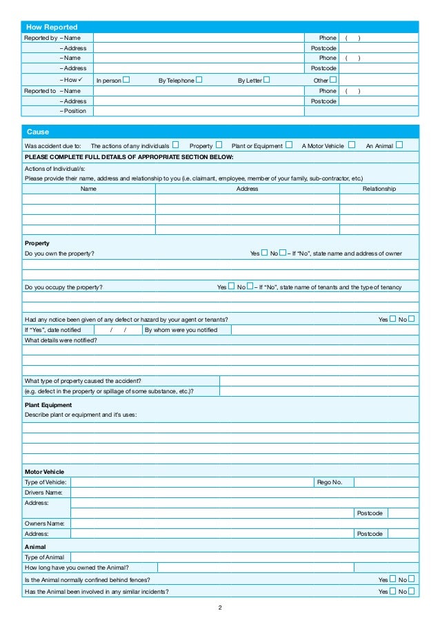 qbe liability incident report form general liability incident report form