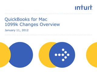 QuickBooks for Mac
1099k Changes Overview
January 11, 2012
 