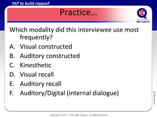 Nlp Build Rapport NLP (Neurolingusitic Programming for IT Professionals) | PPT