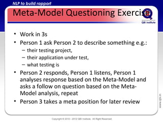 Nlp Rapport Exercise NLP (Neurolingusitic Programming for IT Professionals) | PPT