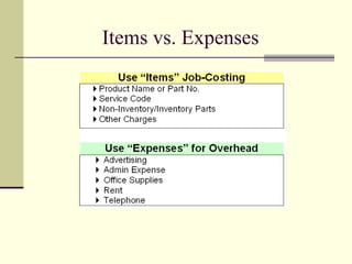 Items vs. Expenses 