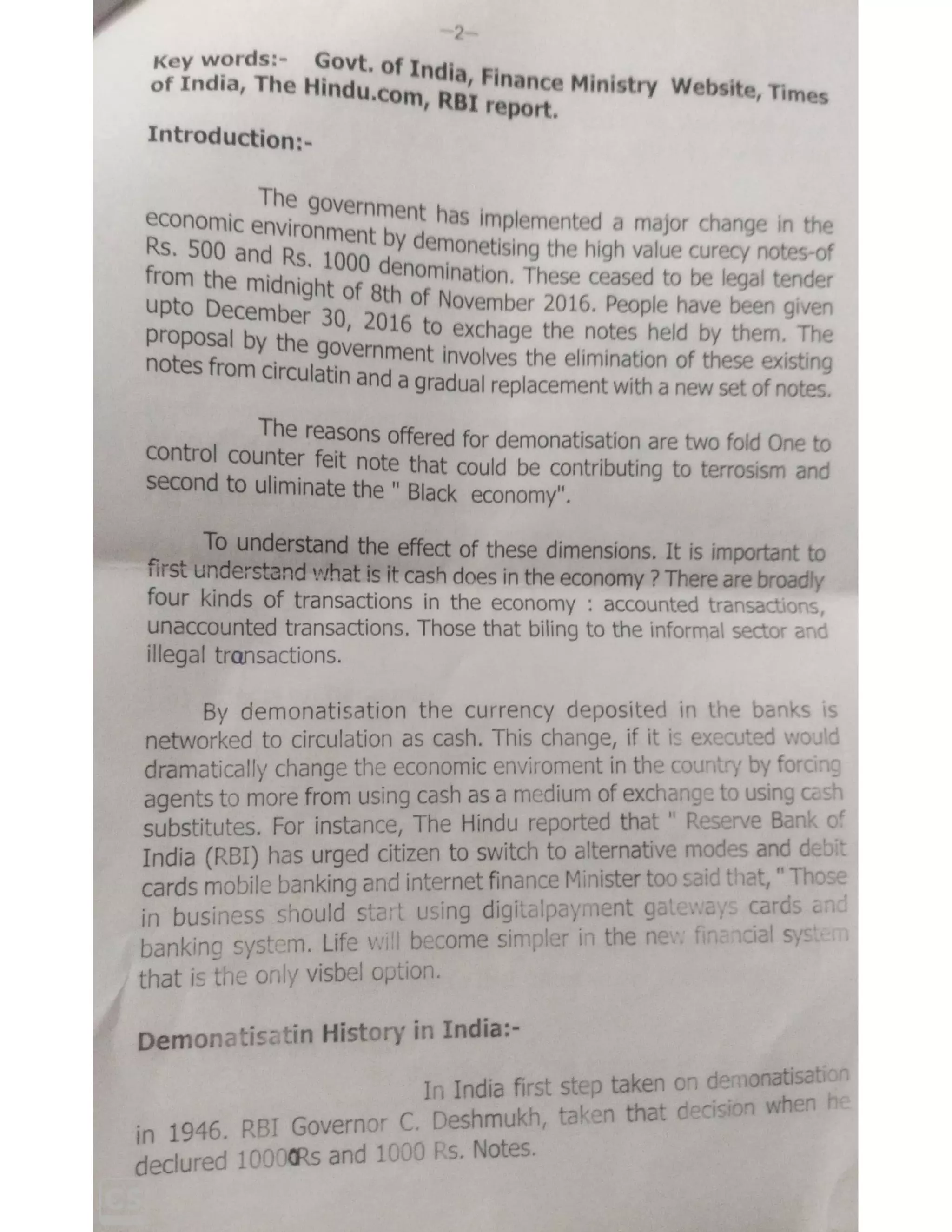 Demonatisation in india | PDF