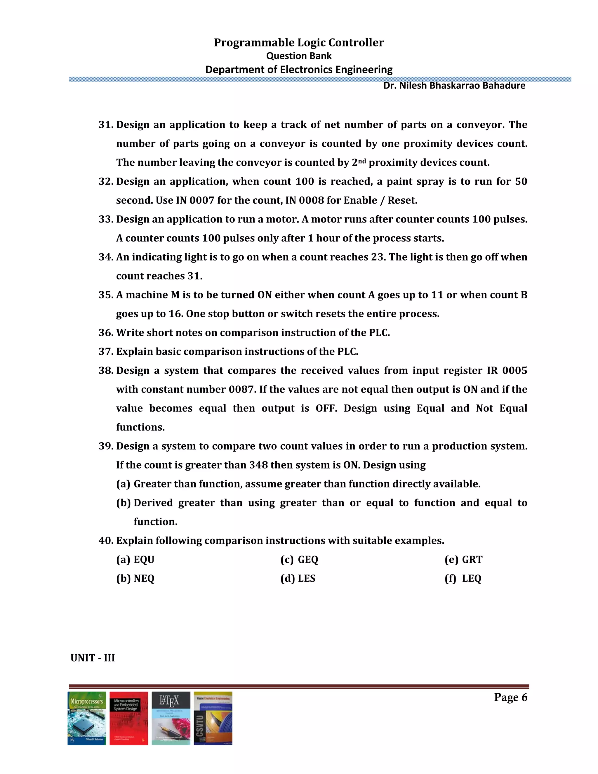 Question Bank Programmable Logic Controller | PDF