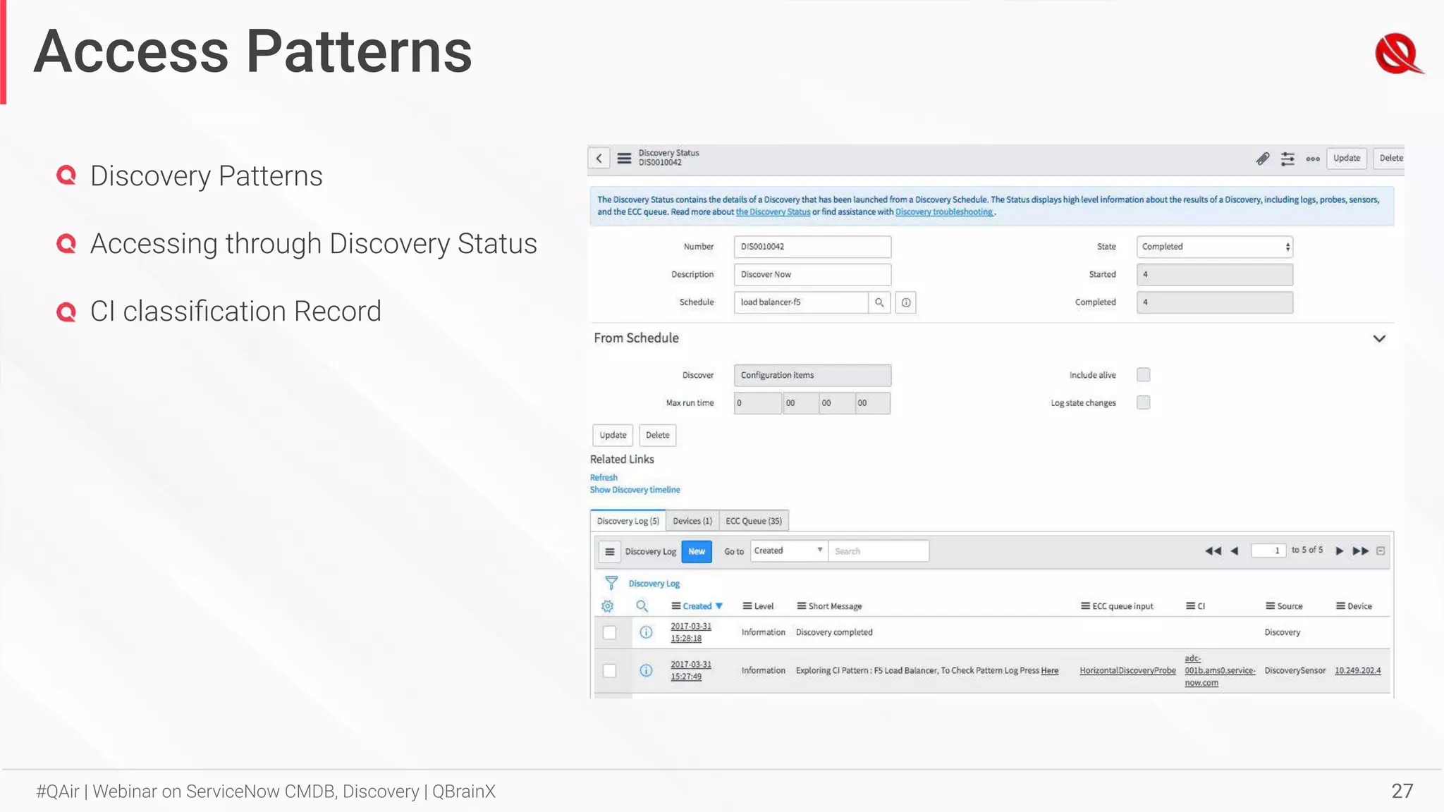 Servicenow Pattern Library QBrainX - Webinar on ServiceNow CMDB Discovery | PDF