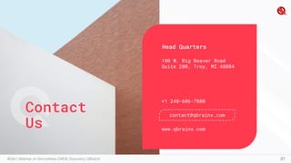 37
#QAir | Webinar on ServiceNow CMDB, Discovery | QBrainX
Contact
Us
100 W. Big Beaver Road
Suite 200, Troy, MI 48084
contact@qbrainx.com
+1 248-606-7880
www.qbrainx.com
Head Quarters
 