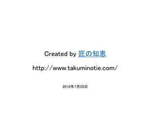 2016年7月20日
ク コンサルティング
Created by 匠の知恵
http://www.takuminotie.com/
 
