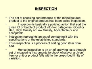 Quality control ppt for mechanical engineering student and professors | PPT