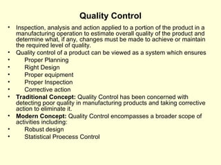 Quality control ppt for mechanical engineering student and professors | PPT