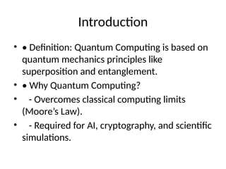 Quantum Computing general introduction for beginners | PPTX