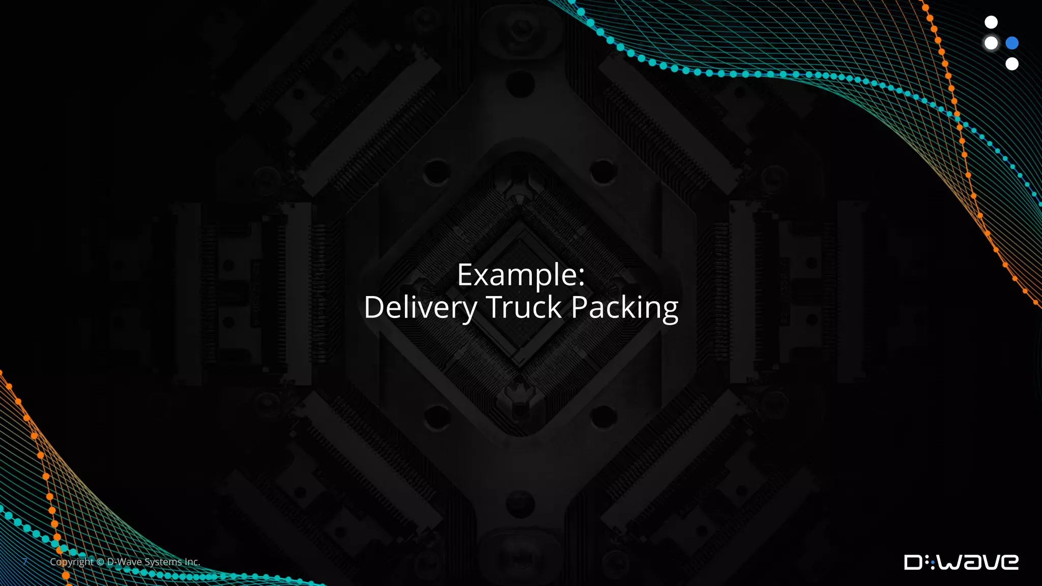 Copyright © D-Wave Systems Inc.
7
Example:
Delivery Truck Packing
 