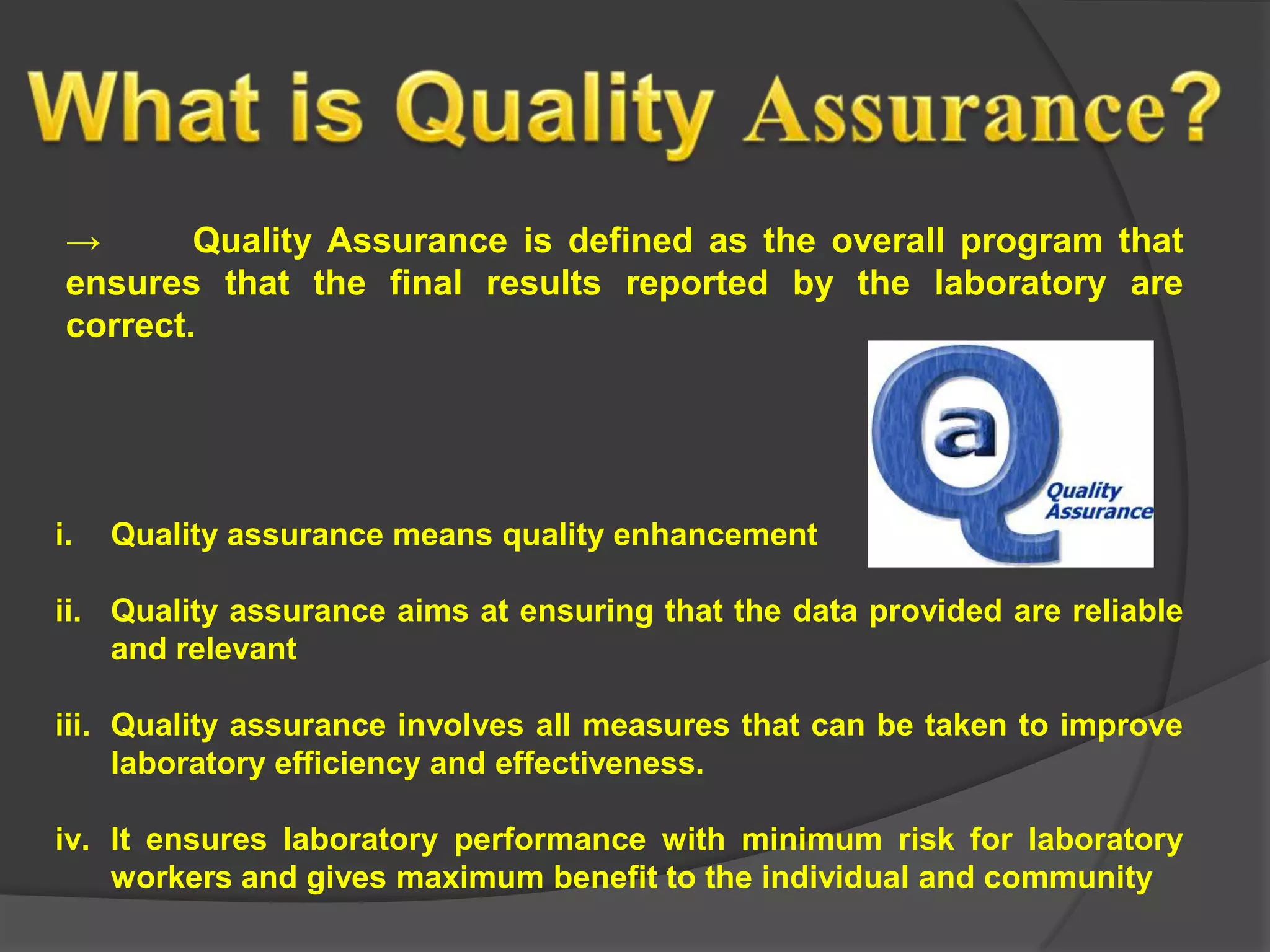 Quality Control in a Medical Testing Laboratory | PPTX