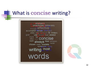 What is concise writing?




                           32
 