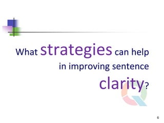 What   strategies can help
          in improving sentence
                   clarity?
                                  6
 