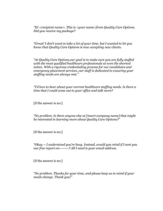 Qco 101010 phone script | PDF