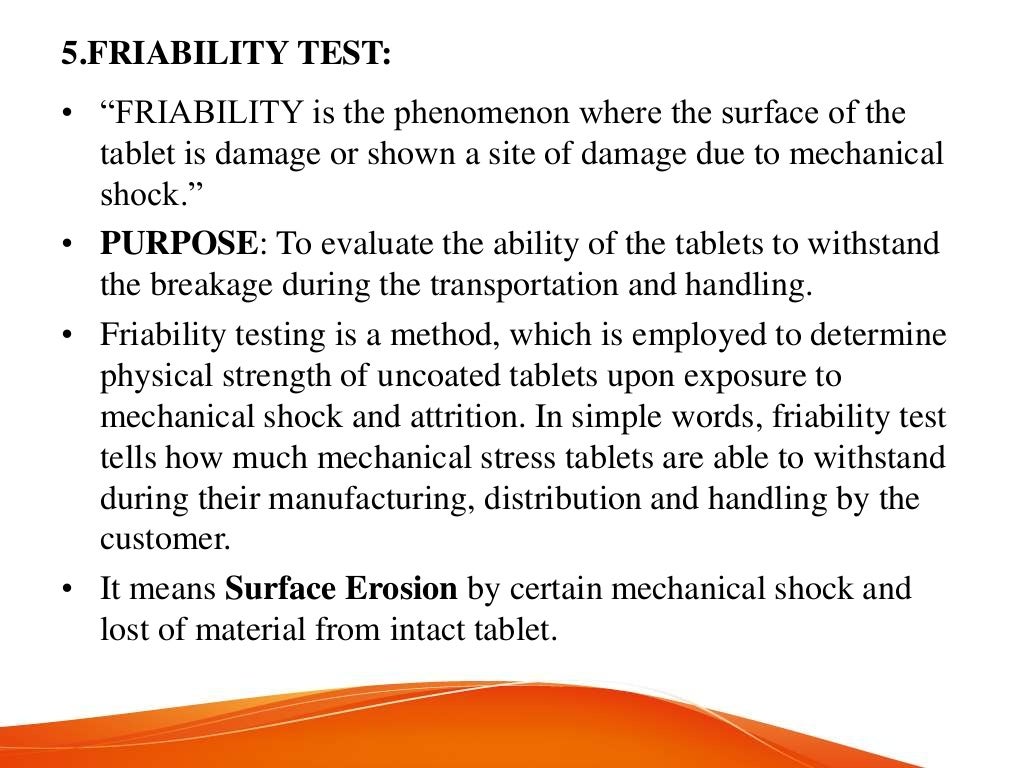 Quality control tests of tablet