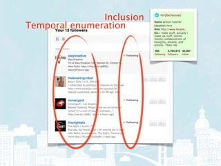 Inclusion
Temporal enumeration
 