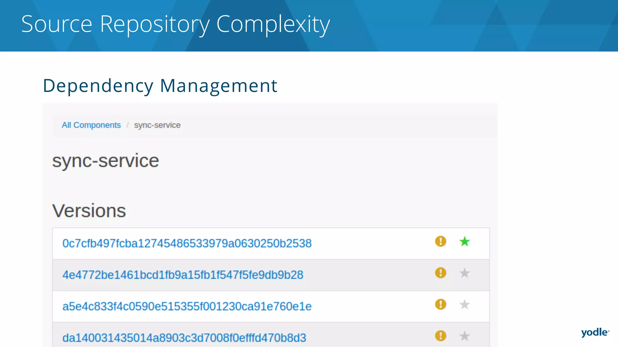 Dependency Management
Source Repository Complexity
 