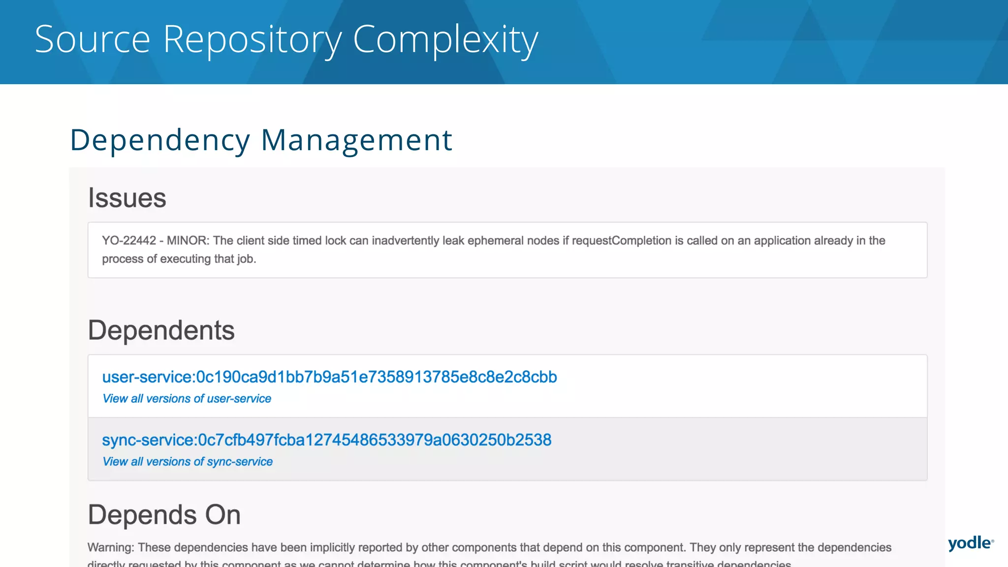 Dependency Management
Source Repository Complexity
 
