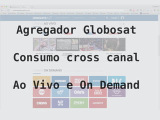 Agregador Globosat
Consumo cross canal
Ao Vivo e On Demand
 