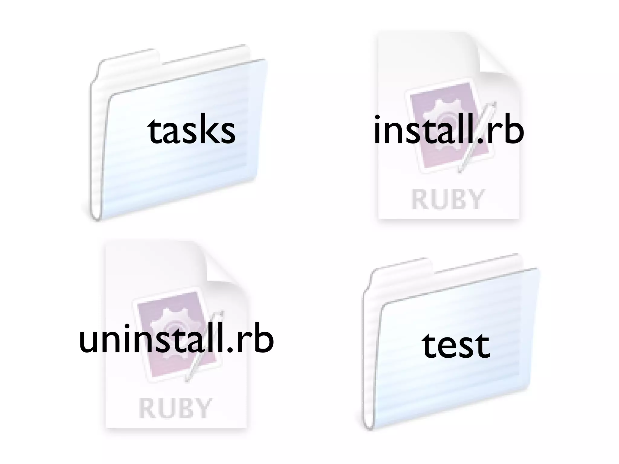 tasks install.rb uninstall.rb test 