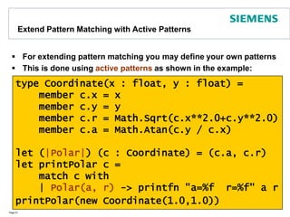 Mutual Recursive TypesTypes in F# can not refer to types defined in a later partYou need to have a mutual recursive definition using and Page 60type Element =    | Content of string    | Ref of Tree // Error: Tree not definedtype Tree =    | Node of Tree * Element * Tree    | Leaf of Element	type Element =    | Content of string    | Ref of Treeand Tree =    | Node of Tree * Element * Tree    | Leaf of Element