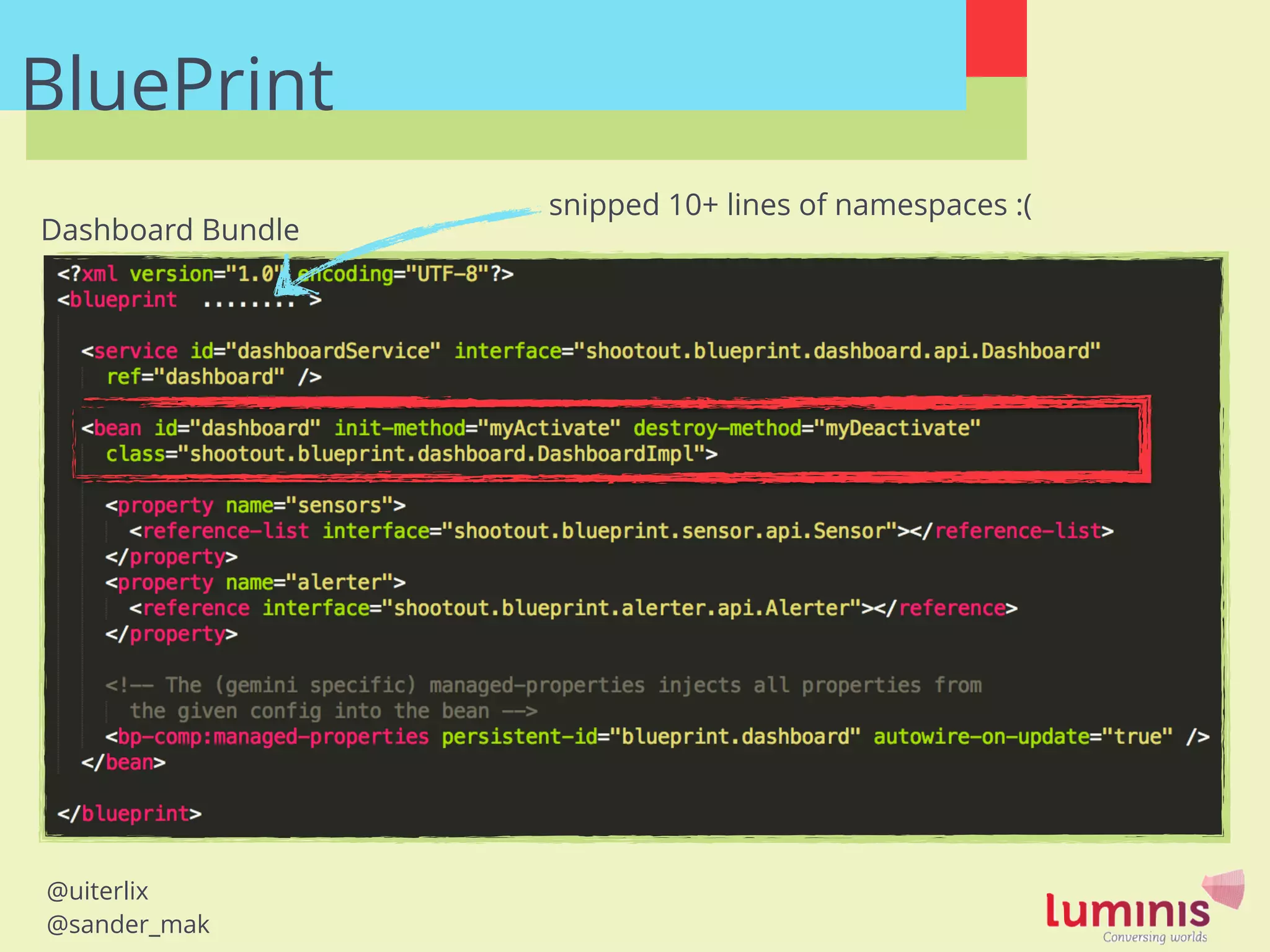@uiterlix
@sander_mak
BluePrint
Dashboard Bundle
snipped 10+ lines of namespaces :(
 