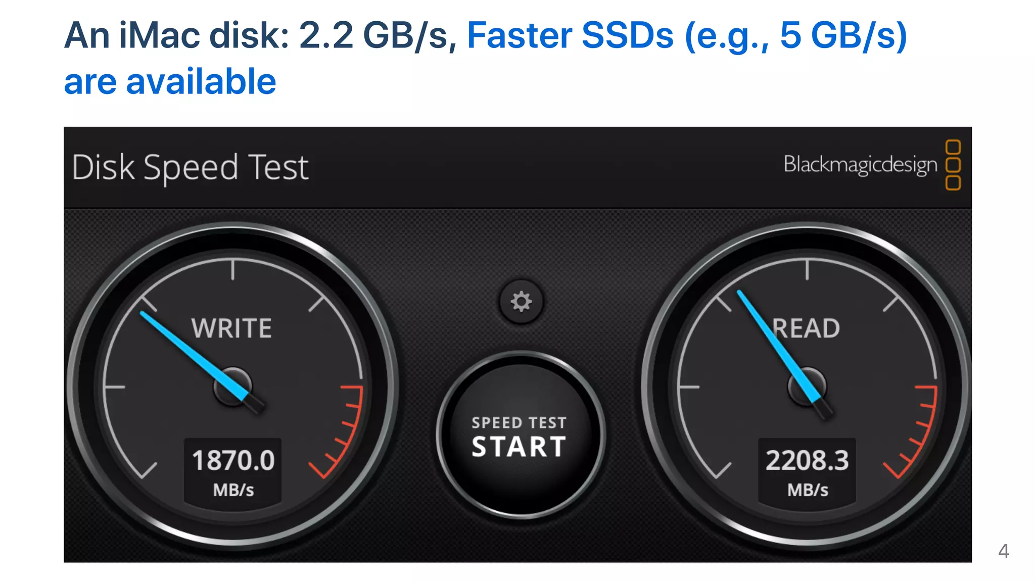 AniMacdisk:2.2GB/s,FasterSSDs(e.g.,5GB/s)
areavailable
4
 