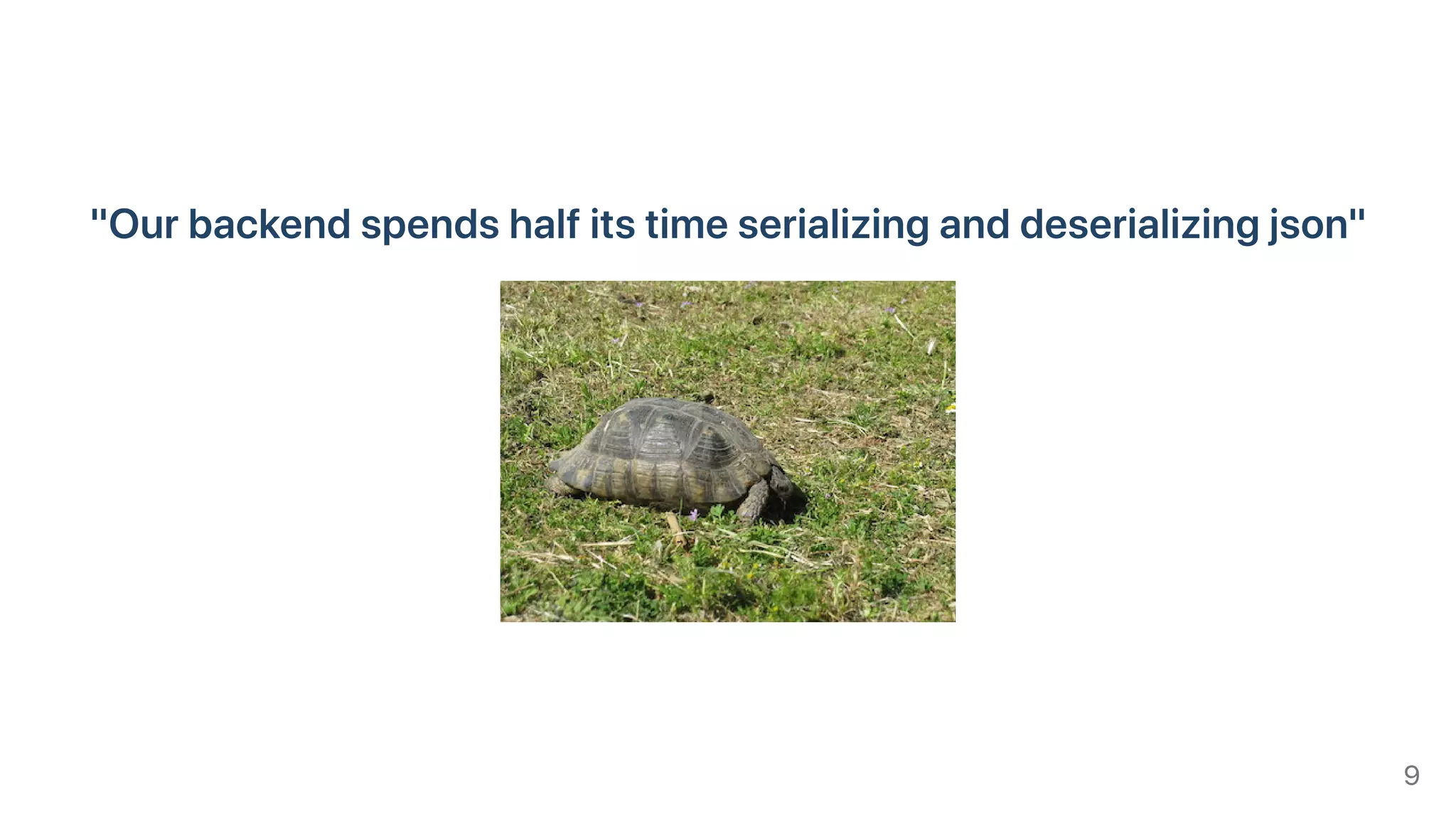 "Ourbackendspendshalfitstimeserializinganddeserializingjson"
9
 