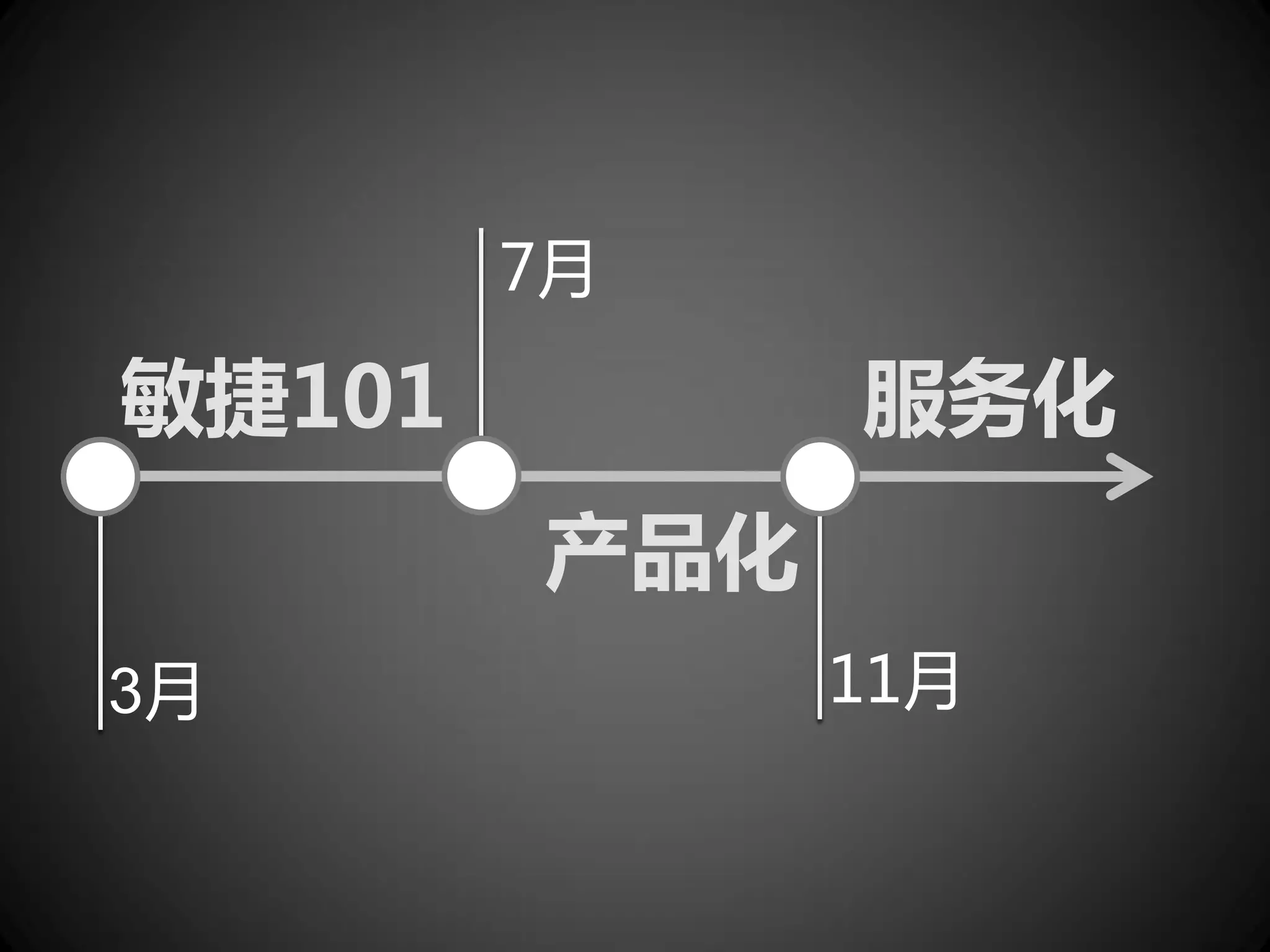 7月

敏捷101         服务化
        产品化
3月            11月
 
