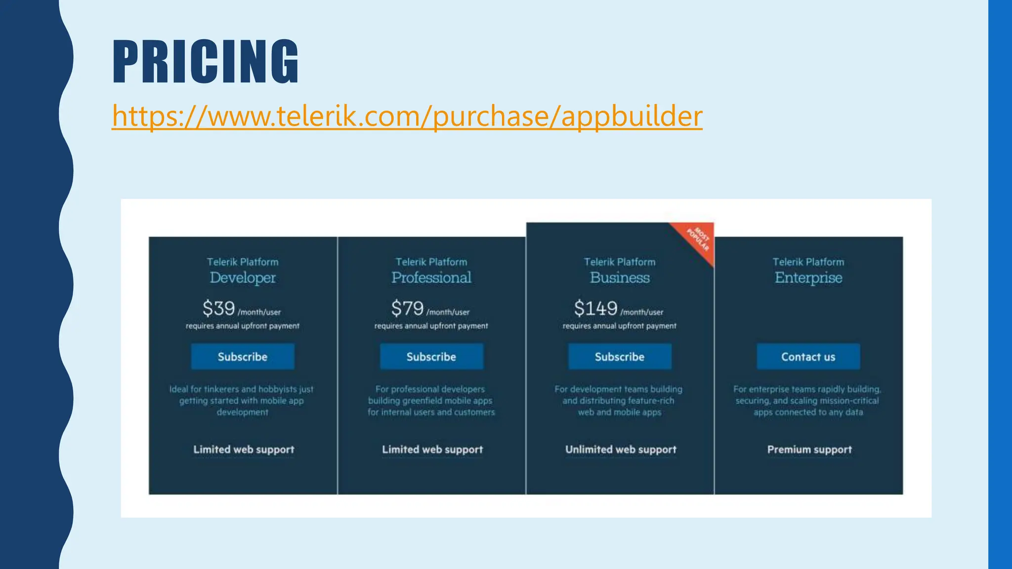 PRICING
https://www.telerik.com/purchase/appbuilder
 